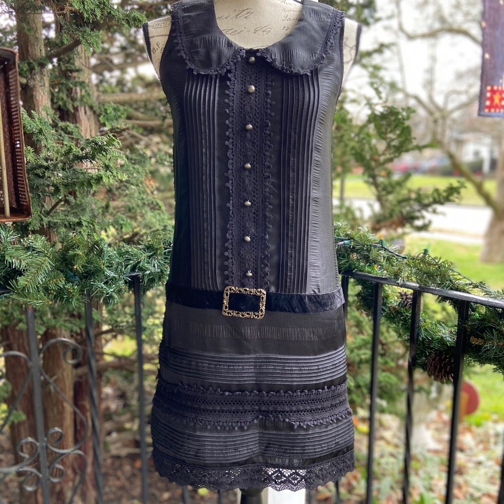 Anna Sui for Target black satin lace midi dress